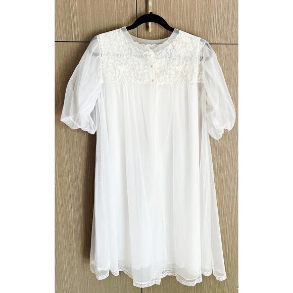 VTG Radcliffe 40s MCM Sheer Lace Babydoll Robe Gown Boudoir Love Regencycore - Picture 1 of 9